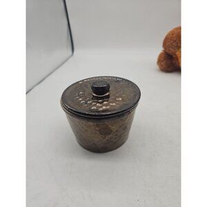 Vintage Oven Proof Copper Crock Club Hammered Bronze Glaze Wisconsin USA Pottery